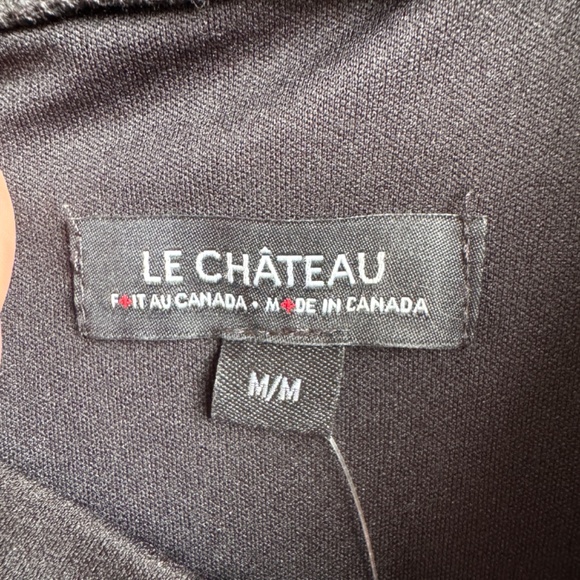 NWT LE CHATEAU - Off the Shoulder Ruffle Dress Black - Medium - Picture 10 of 11